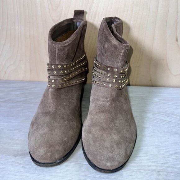 Jessica Simpson Clauds Mink Split Suede Studded Ankle Boots Women's 9M - Picture 3 of 11